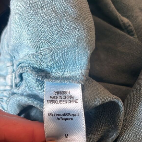 Young Fabulous & Broke Blue Faux Wrap Linen Shorts, size M - Picture 6 of 7